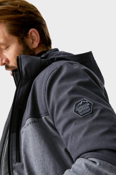 Men - Softshell jacket with hood - THERMOLITE® - gray-melange