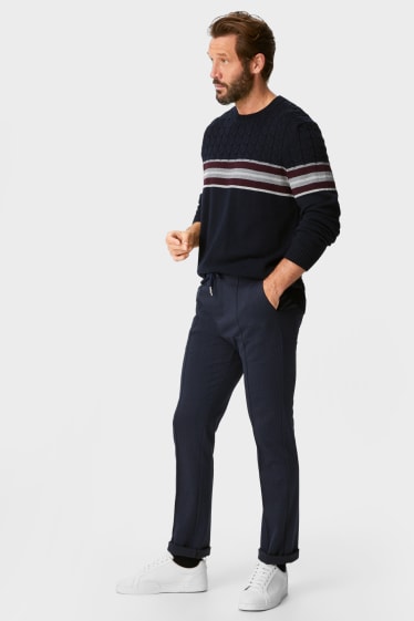 Hommes - Pantalon de jogging - Flex - à carreaux - bleu foncé