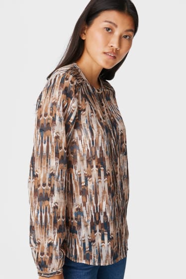 Femei - Bluză din șifon - aspect lucios - multicolor