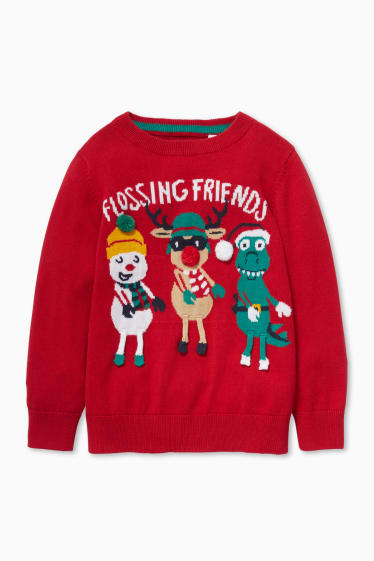 Kinder - Weihnachtspullover - rot