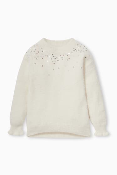 Bambini - Maglione - effetto brillante - bianco crema