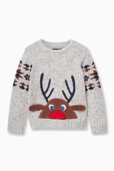 Children - Christmas jumper - reindeer - light gray-melange