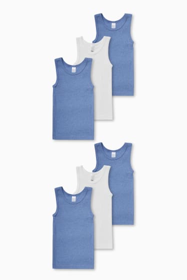 Niños - Pack de 6 - camisetas interiores - azul / blanco