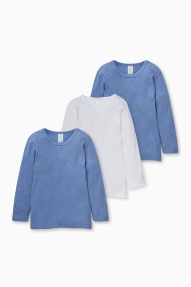 Kinderen - Set van 3 - onderhemd - blauw / wit