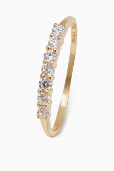 Damen - SIX - Ring mit Steinen - 925 Silber - vergoldet - gold