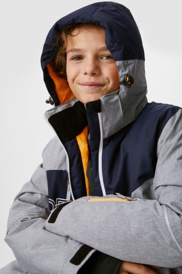 Niños - Chaqueta de esquí con capucha - gris oscuro