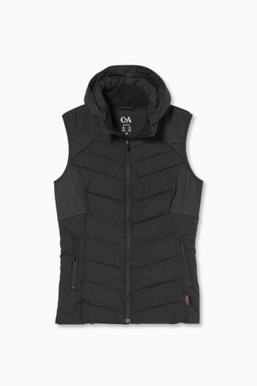 Dames - Doorgestikte bodywarmer met capuchon - THERMOLITE® - zwart