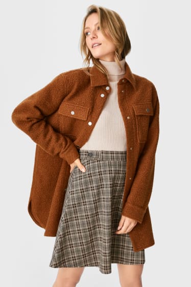 Damen - Rock - kariert - beige