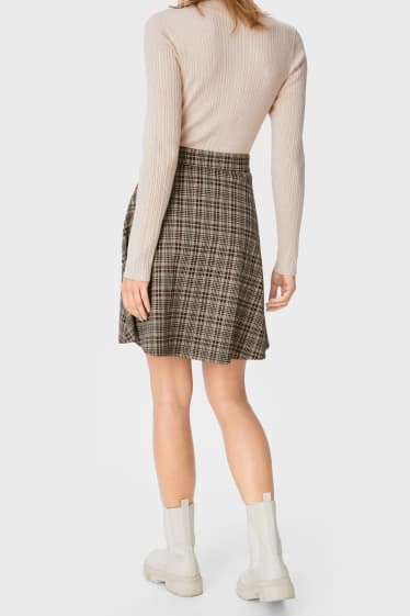 Damen - Rock - kariert - beige