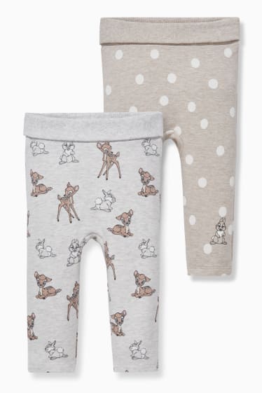 Bébés - Lot de 2 - Bambi - legging doublé pour bébé - gris clair chiné