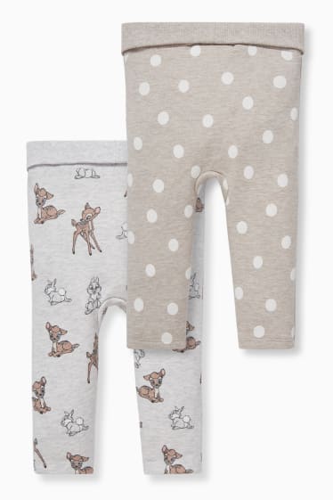 Bébés - Lot de 2 - Bambi - legging doublé pour bébé - gris clair chiné