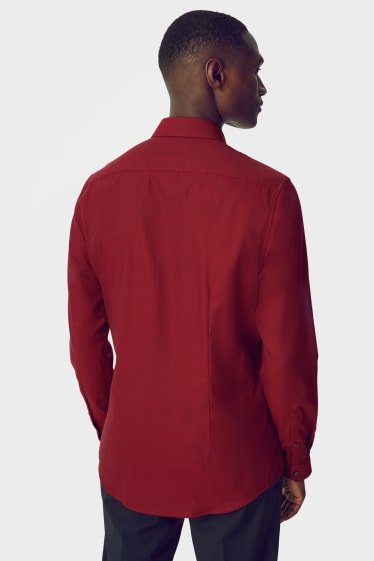 Hommes - Chemise de bureau - slim fit - col kent - facile à repasser - rouge foncé