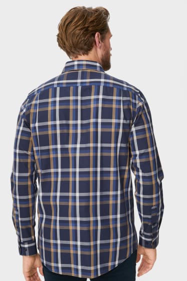Herren - Businesshemd - Regular Fit - Cutaway - kariert - dunkelblau
