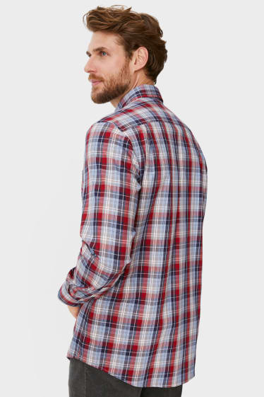 Men - Business shirt - regular fit - button-down collar - easy-iron - red / blue