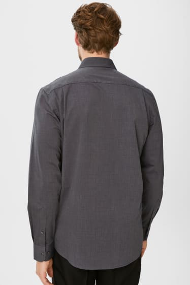 Uomo - Camicia business - regular fit - collo all'italiana - facile da stirare - grigio scuro