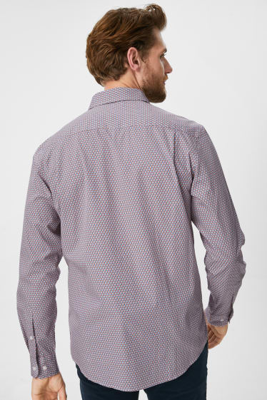 Heren - Business-overhemd - regular fit - Kent - gemakkelijk te strijken - rood / blauw