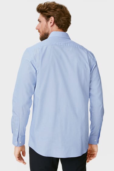 Hommes - Chemise de bureau - regular fit - col kent - facile à repasser - bleu clair-chiné