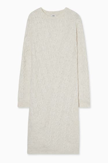 Women - Sheath dress - cable knit pattern - taupe
