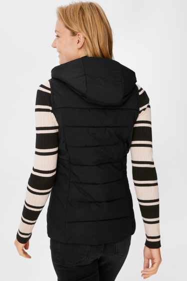 Dames - Doorgestikte bodywarmer met capuchon - THERMOLITE® - zwart