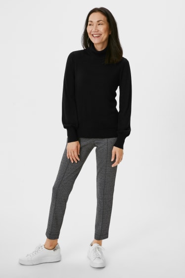 Women - Jersey trousers - slim fit - black / white