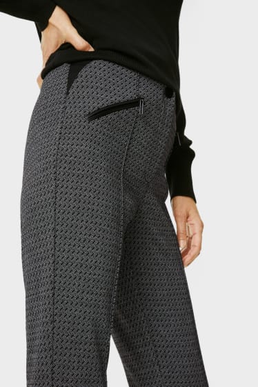 Women - Jersey trousers - slim fit - black / white