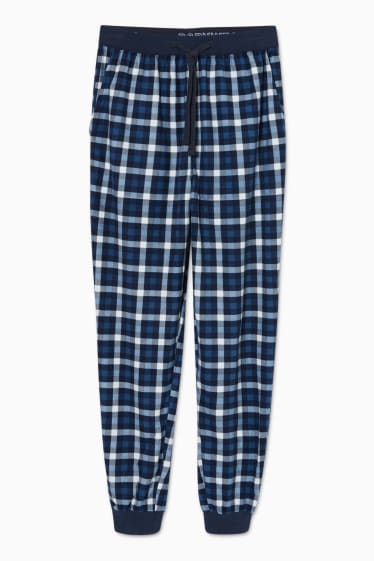 Uomo - Pantaloni pigiama - quadretti - blu scuro