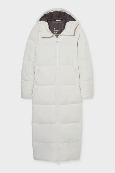 Femmes - Manteau matelassé à capuche - blanc