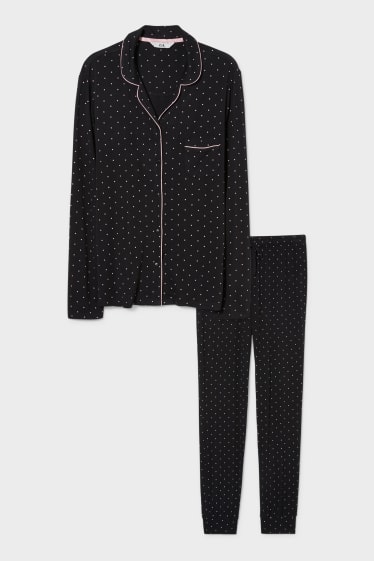 Dámské - Pyžamo - puntíkované - černá