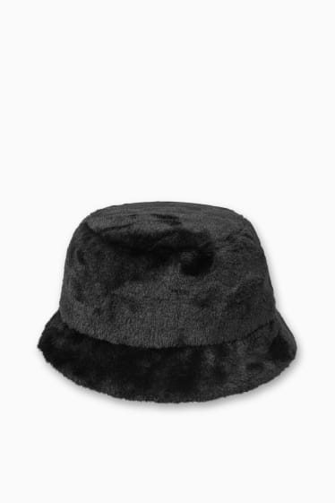 Women - Faux fur hat - black