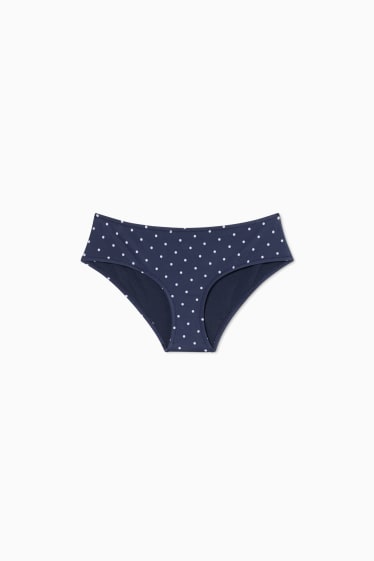 Women - Bikini bottoms - mid-rise waist - polka dot - dark blue