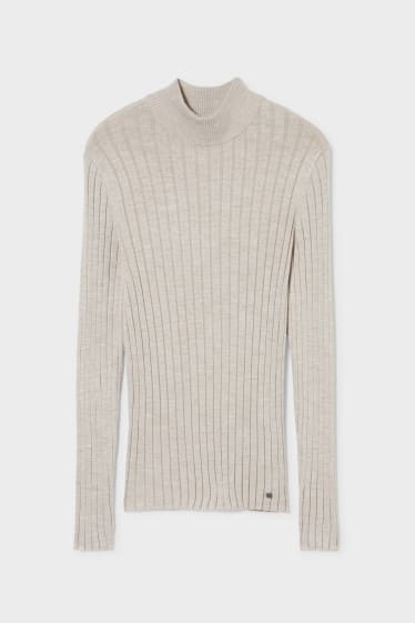 Women - Basic long sleeve top - beige