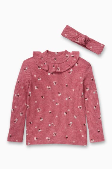 Children - Set - thermal long sleeve top and hairband - 2 piece - dark rose