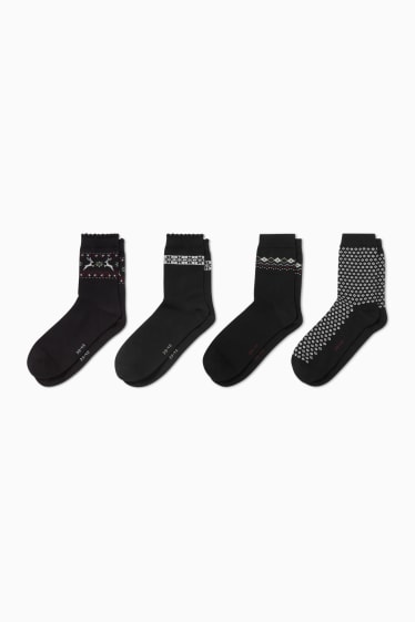 Women - Multipack of 4 - Christmas socks - black