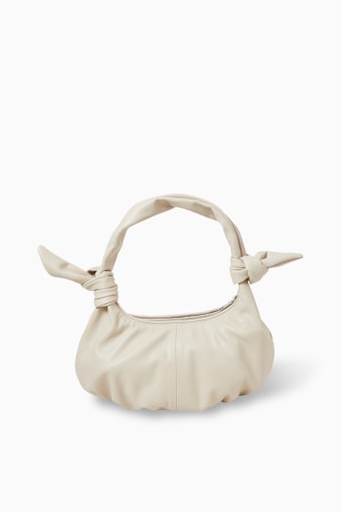 Women - Shoulder bag with knot detail - faux leather - beige