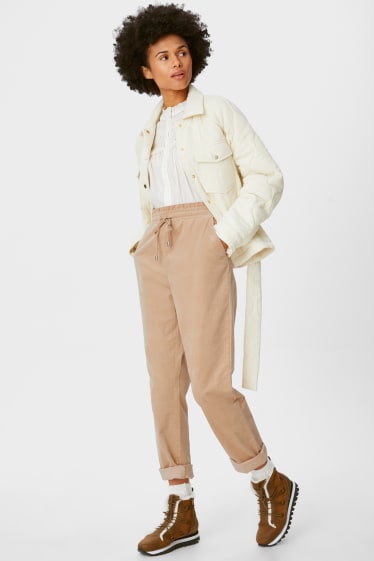 Women - Corduroy trousers - relaxed fit - beige