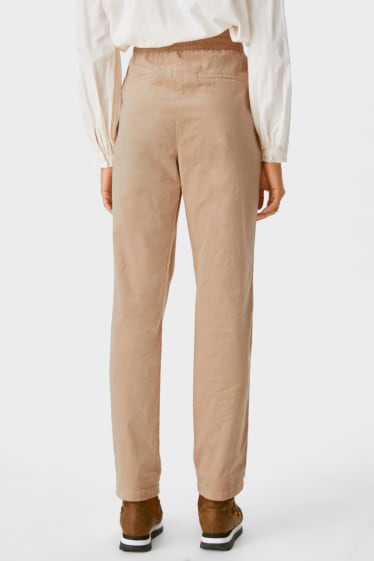 Donna - Pantaloni di velluto a coste - relaxed fit - beige