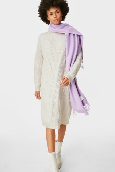 Women - Sheath dress - cable knit pattern - taupe