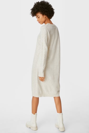 Women - Sheath dress - cable knit pattern - taupe