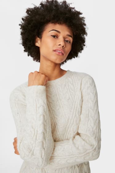 Women - Sheath dress - cable knit pattern - taupe