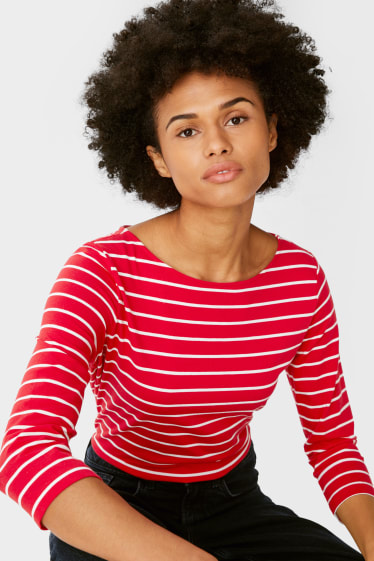 Donna - Confezione da 2 - maglia a maniche lunghe - rosso / blu scuro