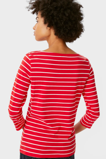 Donna - Confezione da 2 - maglia a maniche lunghe - rosso / blu scuro