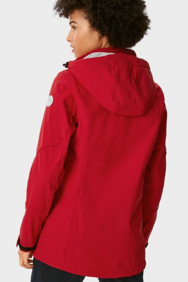 Mujer - Chaqueta softshell con capucha - forrada - rojo