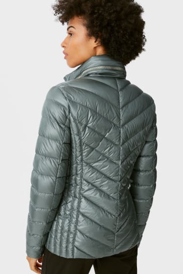 Women - Down jacket with hood - dark green