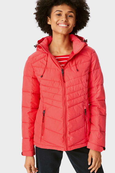 Women - Outdoor jacket with hood - light red
