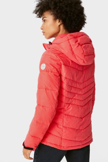 Women - Outdoor jacket with hood - light red