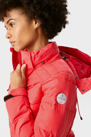 Women - Outdoor jacket with hood - light red