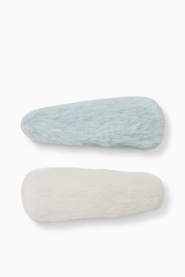 Women - Multipack of 2 - faux fur hairslide - mint green