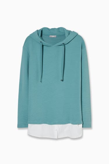 Women - Hooded jumper - 2-in-1 look - mint green