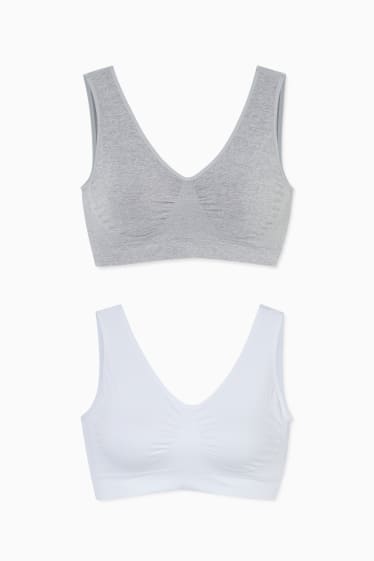 Women - Multipack of 2 - crop top - seamless - white / gray