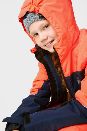 Enfants - Combinaison de ski avec capuche - 2 pièces - bleu  / rose